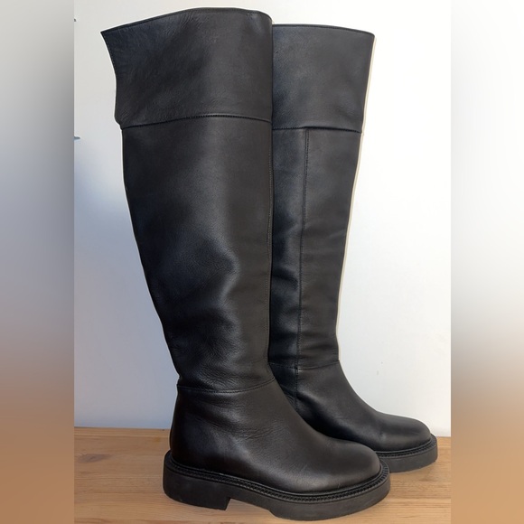 Mango Over the Knee Flat Boots in Black - Picture 12 of 15